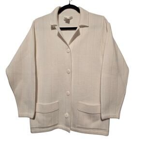 Vtg 60s 70s Lily Of California Ivory Knit Cardigan Sweater Womens SM Taiwan